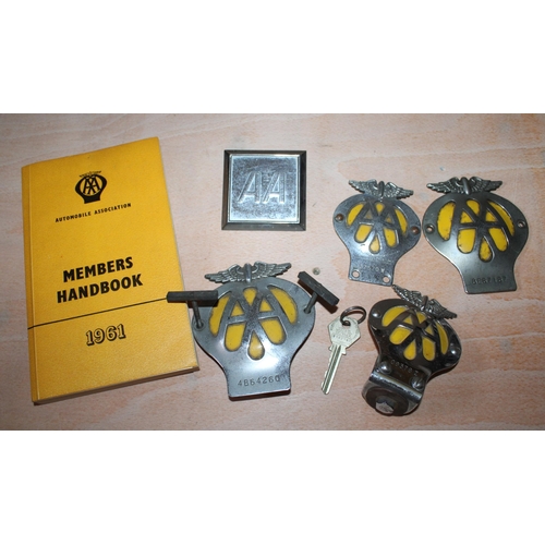 377 - Collection Of AA Badges Members Handbook & Original Key