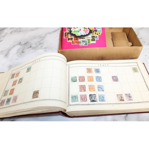 166 - Worldwide Stamps In Album In Box
Inc Empty Stamp Album