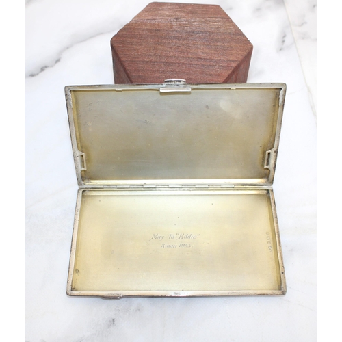 41 - Silver Hallmarked Cigarette Case Inscribed May to 