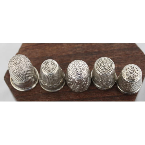 44 - Five Silver Hallmarked Thimbles Weight-21.07g