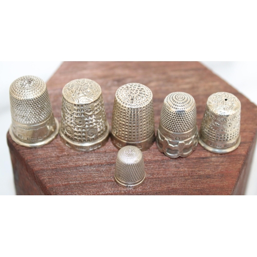 45 - Six Silver Hallmarked Thimbles Weight-20.49g