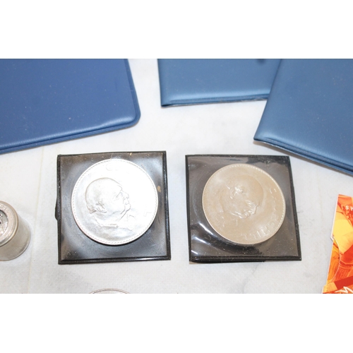 303 - Quantity of Commemorative Coins and Six Pence Holder