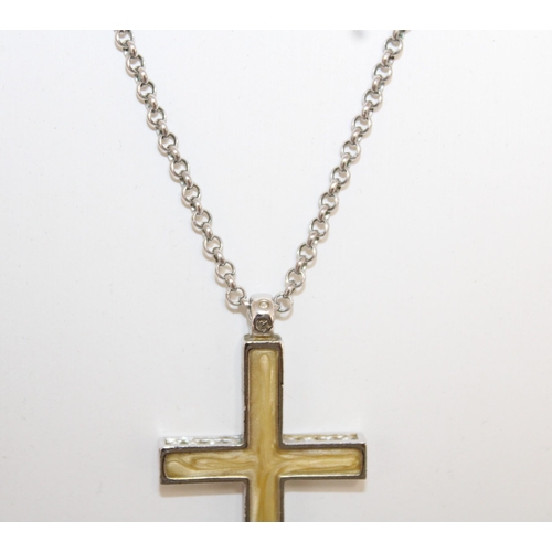 61 - Boxed Swarovski Necklace & Cross Pendant Stamped With Swan
Length-18in