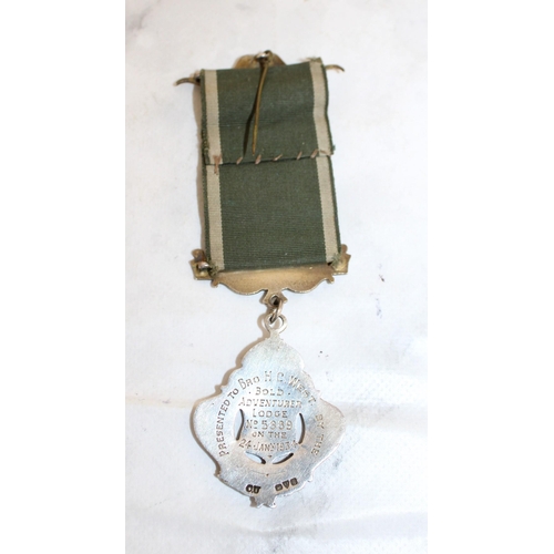 66 - Silver Hallmarked Masonic Medal