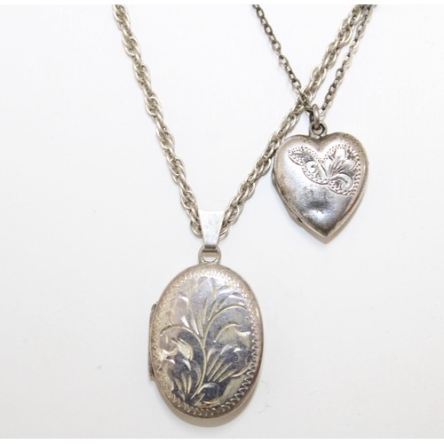 69 - Two Silver Lockets 18in & 16in Chain