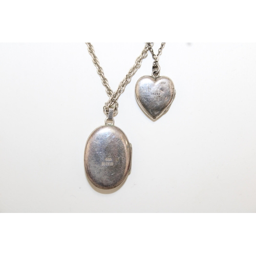 69 - Two Silver Lockets 18in & 16in Chain