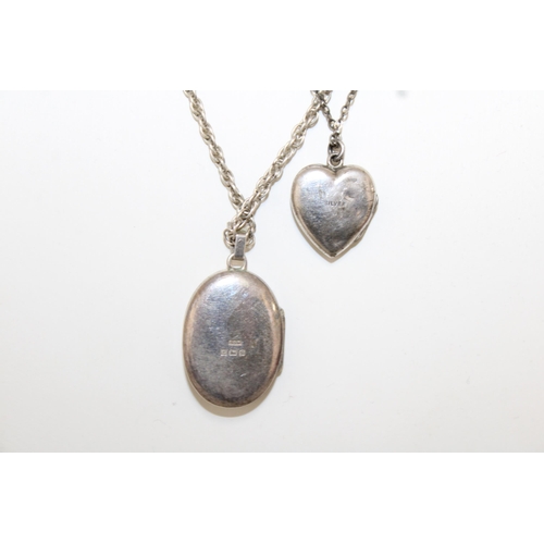 69 - Two Silver Lockets 18in & 16in Chain