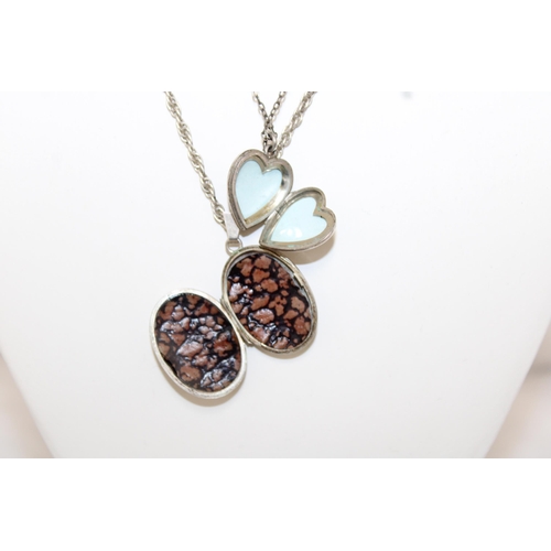 69 - Two Silver Lockets 18in & 16in Chain