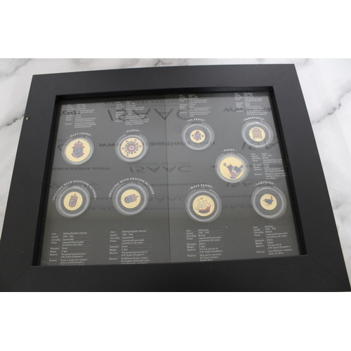 278 - Gold Plated Pre Decimal Coin Collection Framed 
Collection Only
37.5cm By 30.5cm