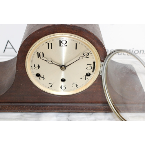 322 - Two Wooden Mantel Clocks - Untested

Junghans Wurttenberg A52 c1920 with Pendulum
Dark Wood Napoleon... 