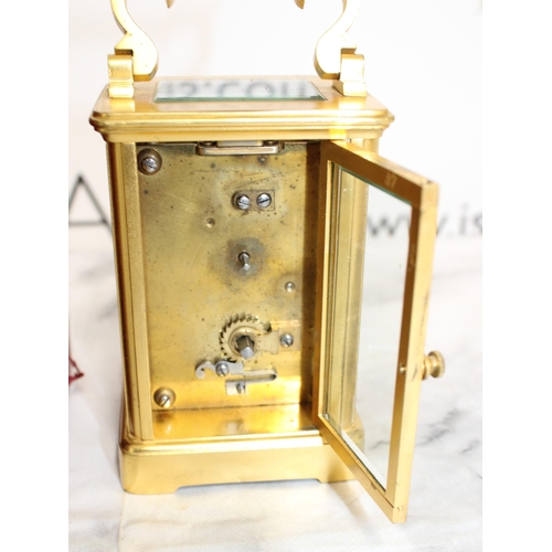 326 - Antique French SR Burnished Gilt Brass 5 Glass Carriage Clock and Leather Case - Untested.

Double K... 