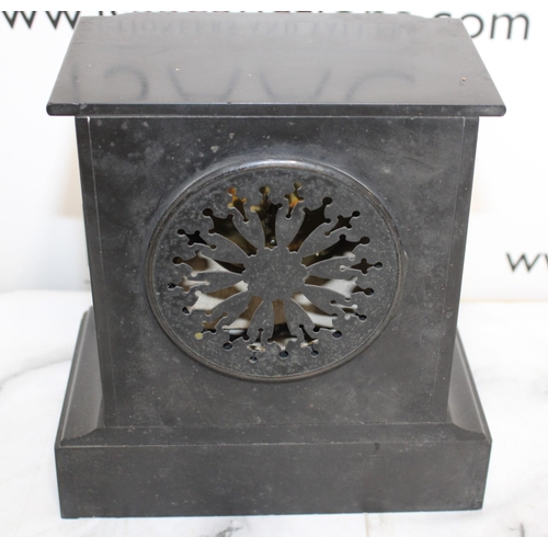 337 - Victorian Polished Slate and Marble Mantel Clock - Includes Key however untested

Collection Only