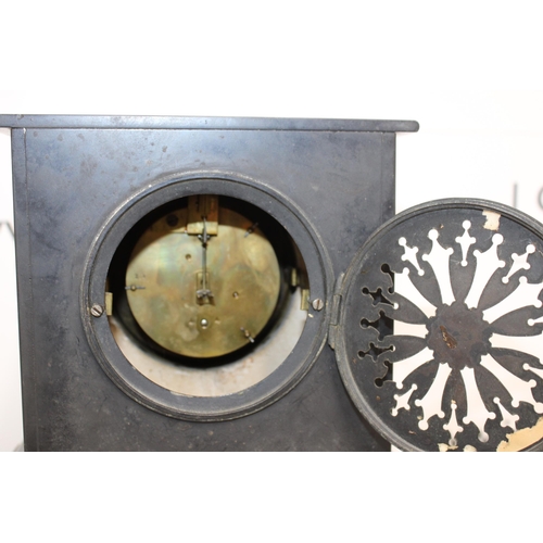 337 - Victorian Polished Slate and Marble Mantel Clock - Includes Key however untested

Collection Only