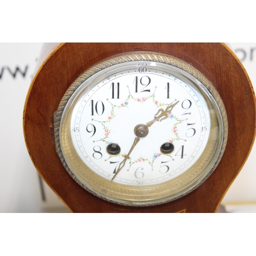 338 - Edwardian Mahogany Antique Balloon Clock - Includes 8 Day Movement with Gong and key

Untested Condi... 