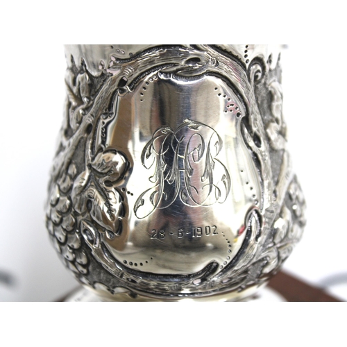 501 - Silver Hallmarked Christening Cup Weight-115g
Inscribed JHB 28-6-1902
Height-9cm