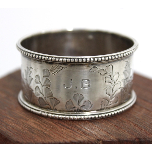 502 - Silver Hallmarked Napkin Ring Weight-20g 
Inscribed JB