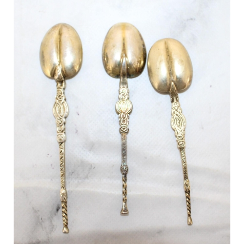 504 - Three Decorative Silver Hallmarked Tea Spoons