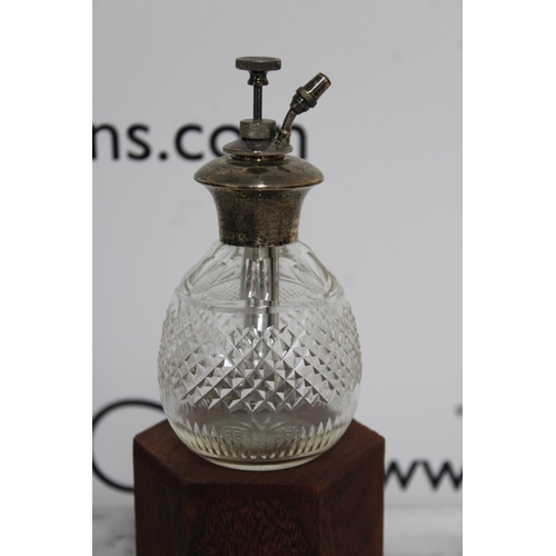 511 - Silver Hallmarked Top Cut Glass Scent Bottle Height-14cm