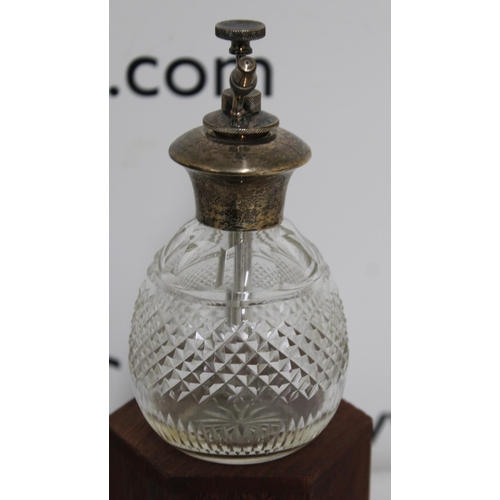 511 - Silver Hallmarked Top Cut Glass Scent Bottle Height-14cm