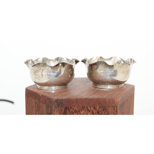 516 - Pair Of Silver Hallmarked Salt Cellars Height 2.5cm