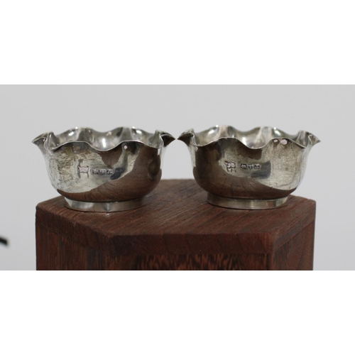 516 - Pair Of Silver Hallmarked Salt Cellars Height 2.5cm