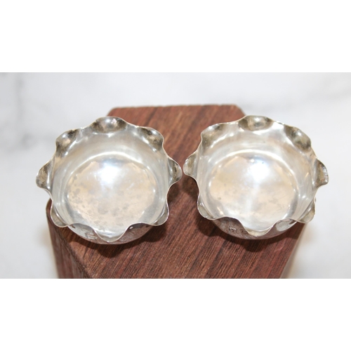 516 - Pair Of Silver Hallmarked Salt Cellars Height 2.5cm