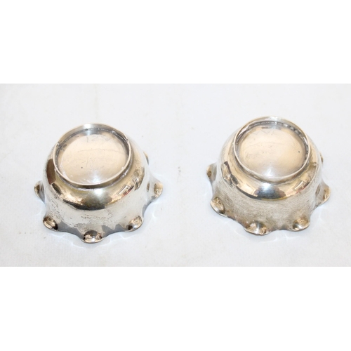 516 - Pair Of Silver Hallmarked Salt Cellars Height 2.5cm