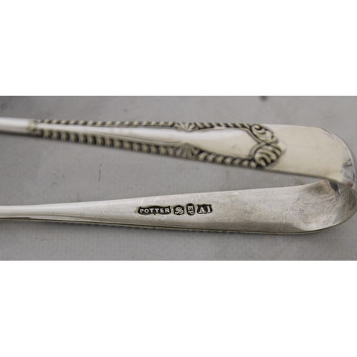 527 - Stamped EP Potter Sugar Tongs