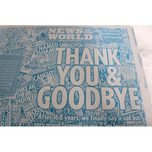 1 - NEWS OF THE WORLD JULY 10TH 2011 EDITION 8674-PRINTING PLATE
59.5CM Width
36.5cm Height