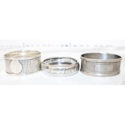 537 - Three Silver Hallmarked Napkin Rings