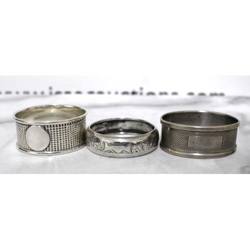 537 - Three Silver Hallmarked Napkin Rings