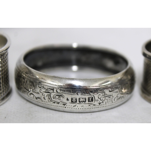 537 - Three Silver Hallmarked Napkin Rings