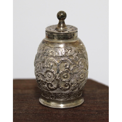 539 - Decorative Silver Hallmarked Salt/Pepper Shaker Height-5cm