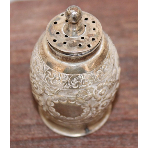 539 - Decorative Silver Hallmarked Salt/Pepper Shaker Height-5cm