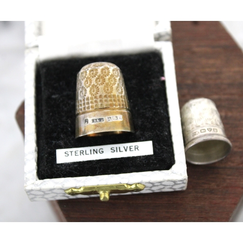 543 - Two Silver Hallmarked Thimbles One In Box