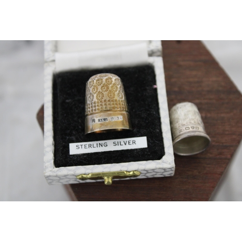 543 - Two Silver Hallmarked Thimbles One In Box