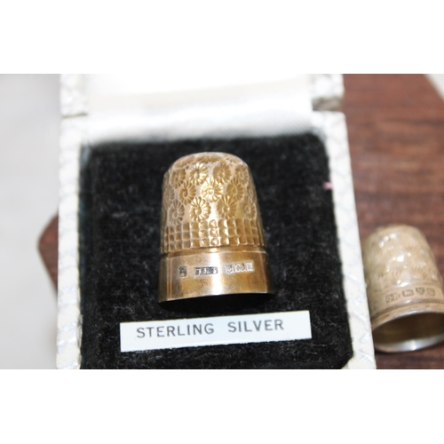 543 - Two Silver Hallmarked Thimbles One In Box