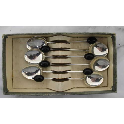 545 - Six Silver Hallmarked Coffee Bean Spoons In Base Box No Lid