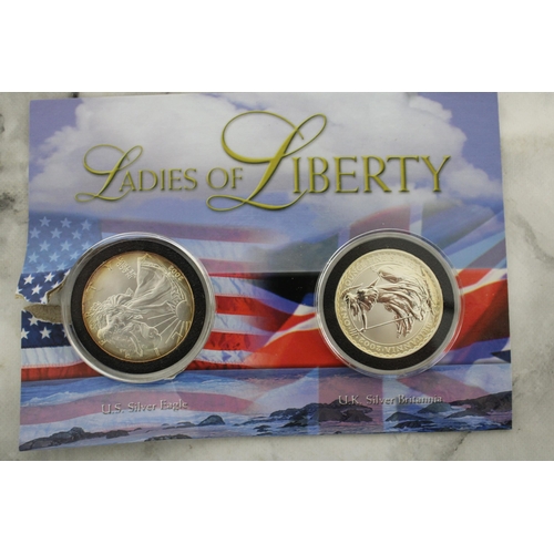 244 - British Royal Mint Ladies Of Liberty U.S Silver Eagle & U.K Silver Britannia Set