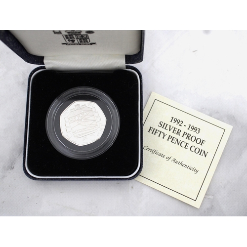 268 - 1992-1993 Silver Proof Fifty Pence Coin Royal Mint Boxed