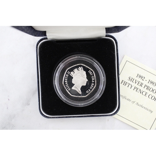 268 - 1992-1993 Silver Proof Fifty Pence Coin Royal Mint Boxed