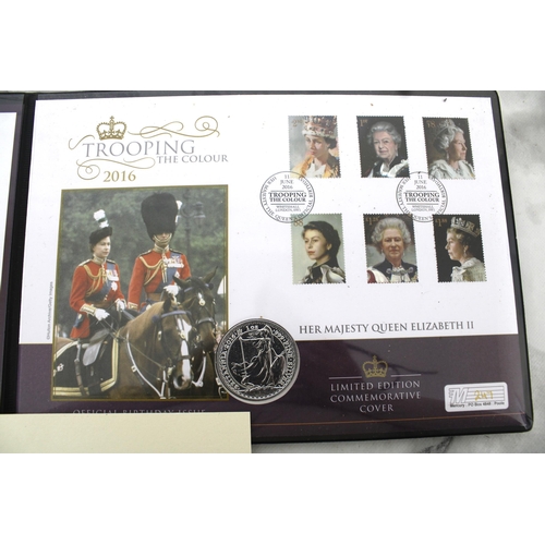 290 - Trooping Of The Colour 2016 Limited Edition Commemorative Cover Silver Coin & Isle Of Man 90th Birth... 