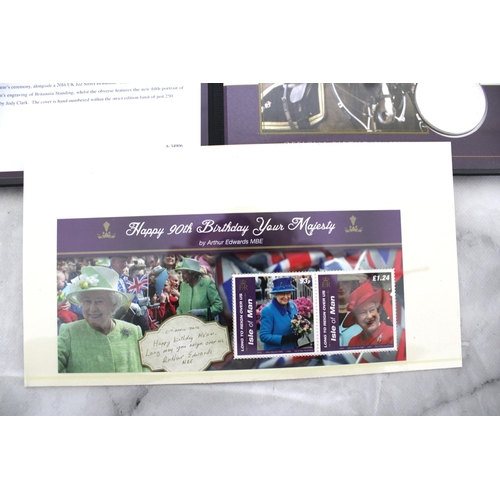 290 - Trooping Of The Colour 2016 Limited Edition Commemorative Cover Silver Coin & Isle Of Man 90th Birth... 