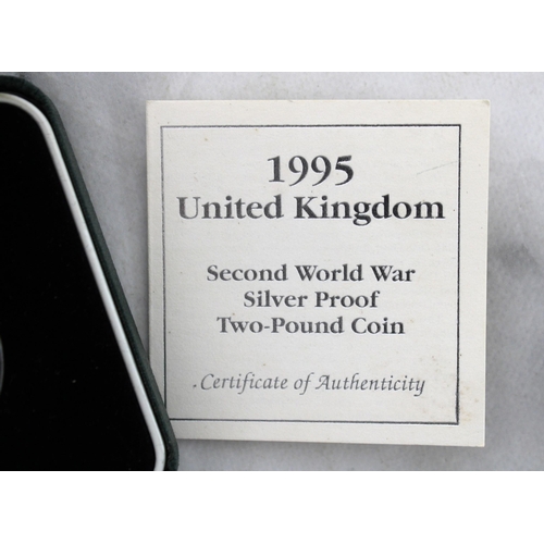 309 - Royal Mint 1995 UK Second World War Silver Proof Two Pound Coin Boxed