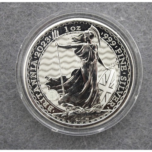 549 - 2023 Silver 1oz Britannia Charles III Coin In Capsule