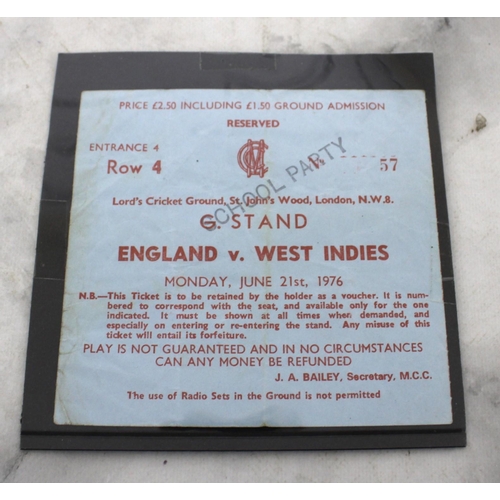 634 - 1976 England v. West Indies Ticket