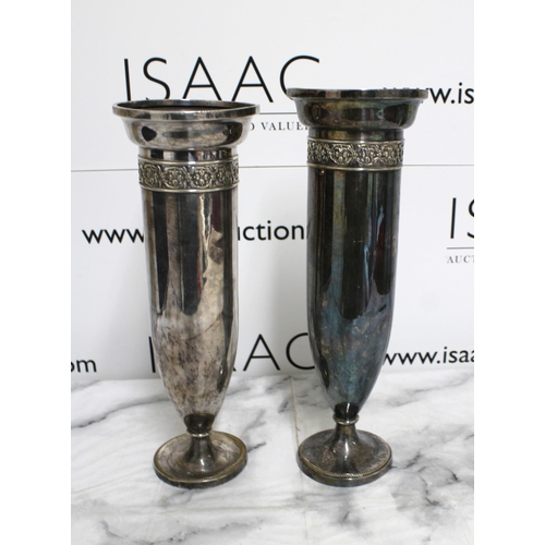 553 - Two Silver PlatedVases Height-32.5cm