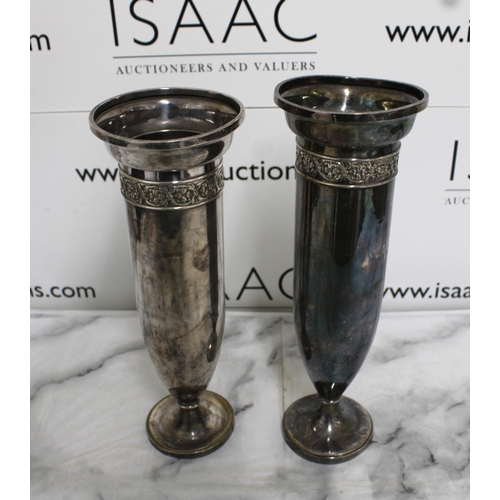 553 - Two Silver PlatedVases Height-32.5cm