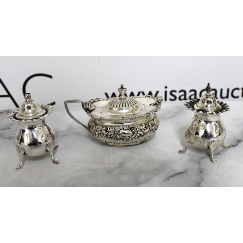 556 - Silver Hallmarked Cruet Items Spoon Not Silver Total Weight No Including Spoon -140g