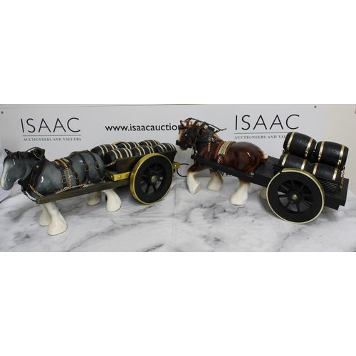 144 - Two Ceramic Horse & Cart 
Collection Only